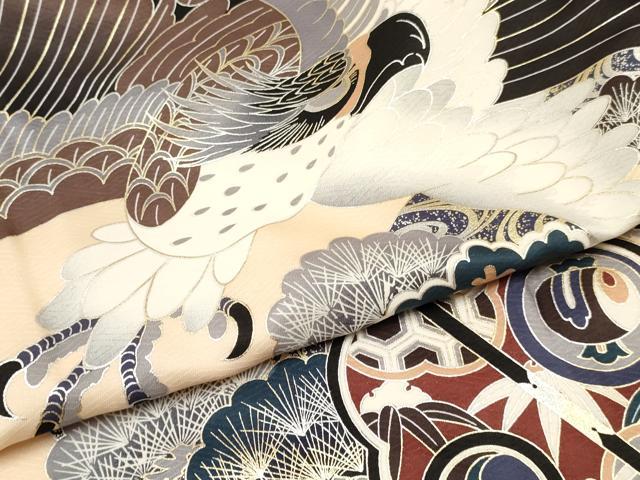 平和屋着物[]お宮参り　男の子　祝着　産着　初着　のしめ　鷹　鷲　笹松文　金銀彩　逸品　DAAY3210ma