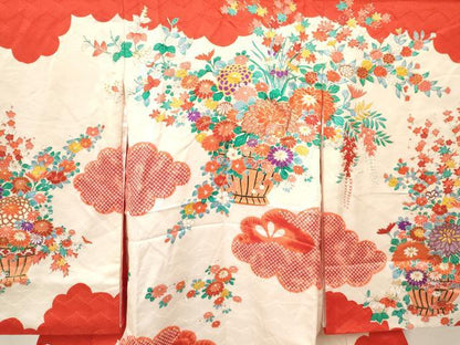 平和屋着物[]お宮参り　女の子　祝着　産着　初着　のしめ　花籠文　金彩　逸品　DAAY3211ma