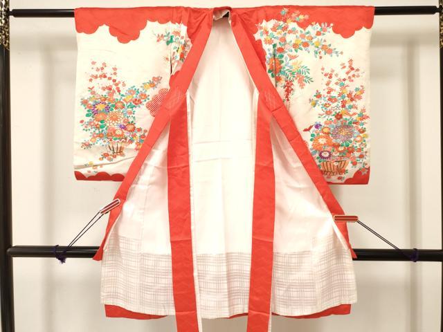 平和屋着物[]お宮参り　女の子　祝着　産着　初着　のしめ　花籠文　金彩　逸品　DAAY3211ma
