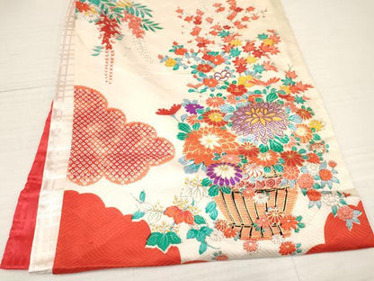 平和屋着物[]お宮参り　女の子　祝着　産着　初着　のしめ　花籠文　金彩　逸品　DAAY3211ma