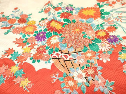 平和屋着物[]お宮参り　女の子　祝着　産着　初着　のしめ　花籠文　金彩　逸品　DAAY3211ma