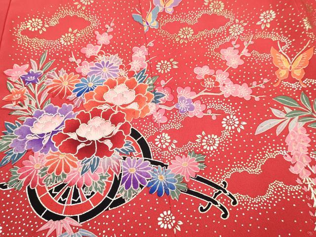 平和屋着物[]お宮参り　女の子　祝着　産着　初着　のしめ　舞蝶花車文　暈し染め　金銀彩　逸品　DAAY3212ma
