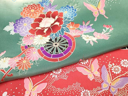 平和屋着物[]お宮参り　女の子　祝着　産着　初着　のしめ　舞蝶花車文　暈し染め　金銀彩　逸品　DAAY3212ma