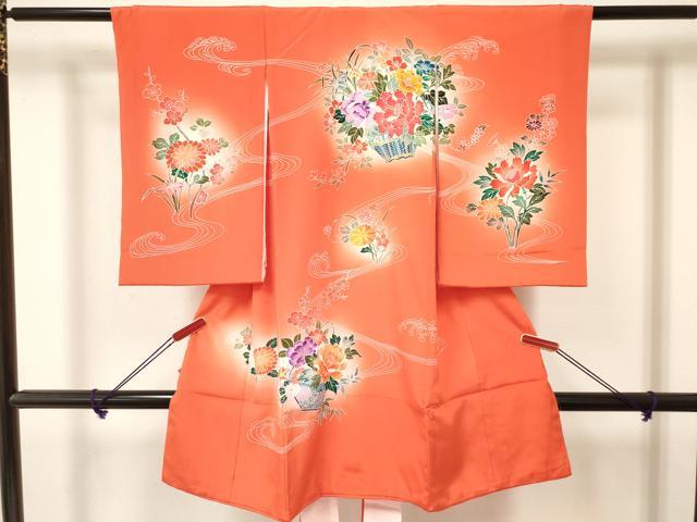平和屋着物[]お宮参り　女の子　祝着　産着　初着　のしめ　花籠文　暈し染め　逸品　DAAY3214ma