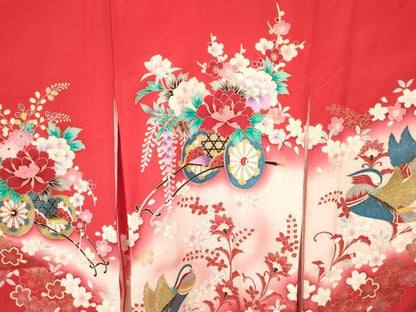平和屋着物[]お宮参り　女の子　祝着　産着　初着　のしめ　鴛鴦花車文　暈し染め　金銀彩　逸品　DAAY3215ma