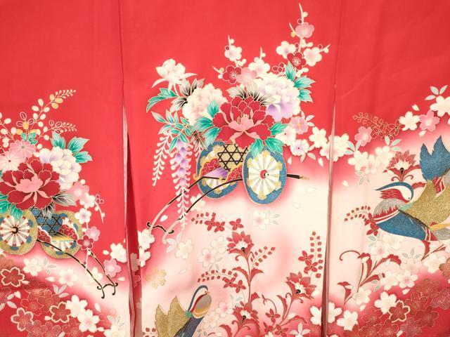 平和屋着物[]お宮参り　女の子　祝着　産着　初着　のしめ　鴛鴦花車文　暈し染め　金銀彩　逸品　DAAY3215ma
