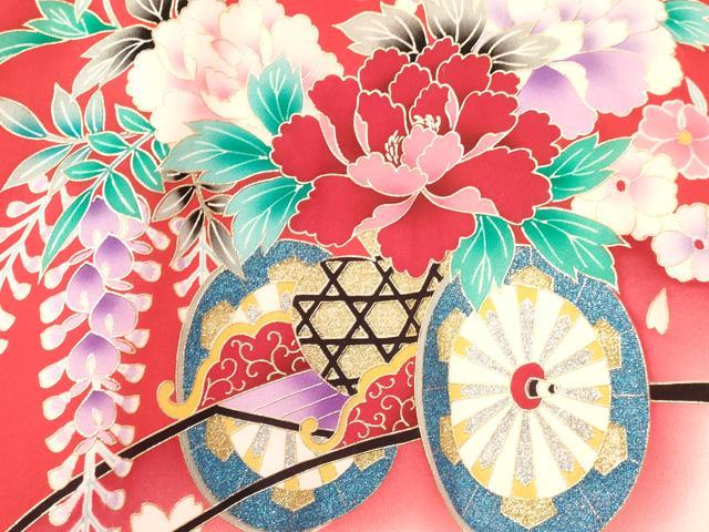 平和屋着物[]お宮参り　女の子　祝着　産着　初着　のしめ　鴛鴦花車文　暈し染め　金銀彩　逸品　DAAY3215ma