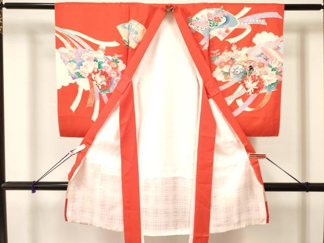 平和屋着物[]お宮参り　女の子　祝着　産着　初着　のしめ　駒刺繍　地紙重ね御所車鴛鴦花文　金銀彩　逸品　DAAY3218ma