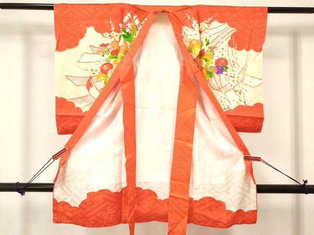 平和屋着物[]お宮参り　女の子　祝着　産着　初着　のしめ　駒刺繍　貝桶花鳥文　金彩　逸品　DAAY3223ma