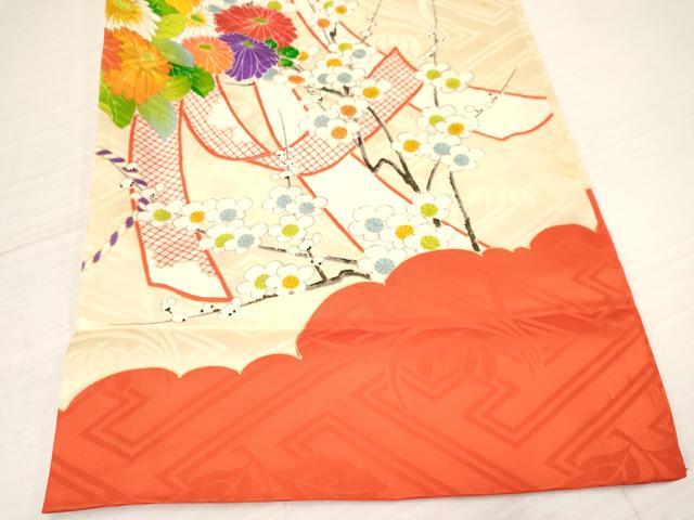 平和屋着物[]お宮参り　女の子　祝着　産着　初着　のしめ　駒刺繍　貝桶花鳥文　金彩　逸品　DAAY3223ma