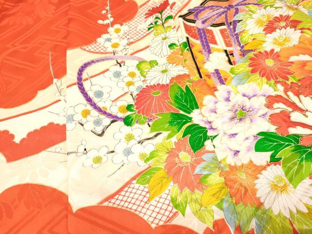 平和屋着物[]お宮参り　女の子　祝着　産着　初着　のしめ　駒刺繍　貝桶花鳥文　金彩　逸品　DAAY3223ma