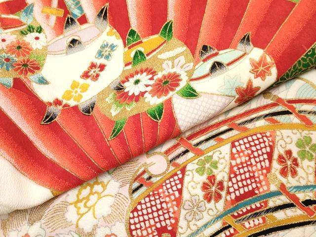 平和屋着物[]お宮参り　女の子　祝着　産着　初着　のしめ　糸車雪輪扇面源氏車花文　金彩　DAAY3224ma