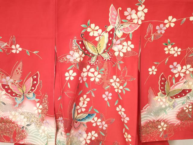 平和屋着物[]お宮参り　女の子　祝着　産着　初着　のしめ　花蝶文　暈し染め　金銀彩　逸品　DAAY3226ma