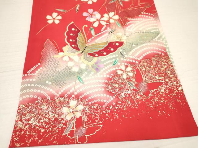 平和屋着物[]お宮参り　女の子　祝着　産着　初着　のしめ　花蝶文　暈し染め　金銀彩　逸品　DAAY3226ma