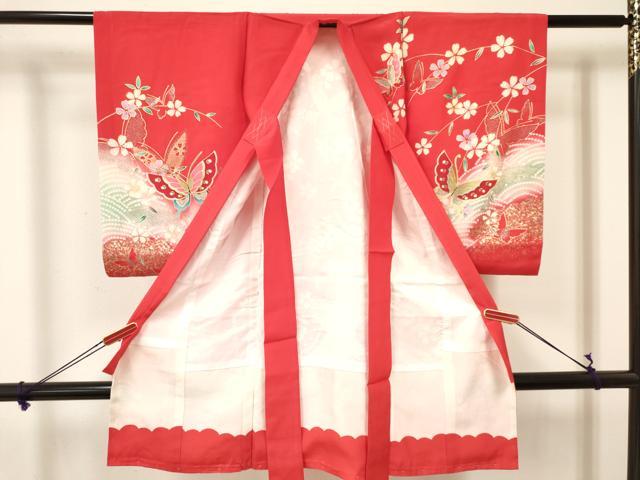 平和屋着物[]お宮参り　女の子　祝着　産着　初着　のしめ　花蝶文　暈し染め　金銀彩　逸品　DAAY3226ma