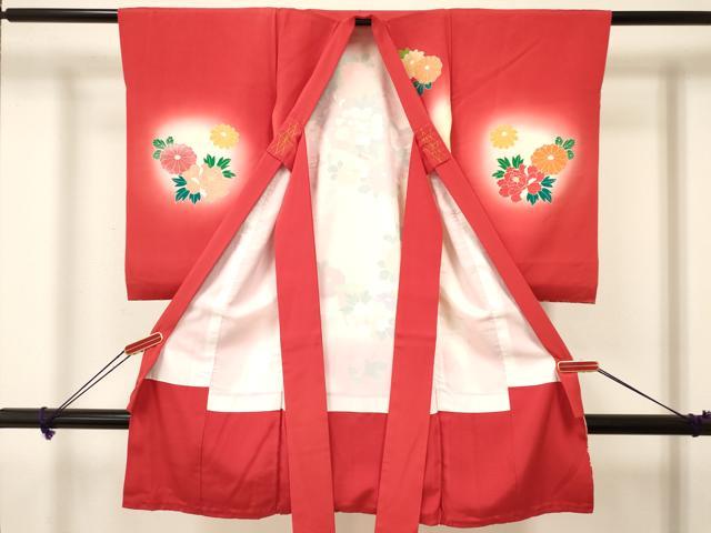 平和屋着物[]お宮参り　女の子　祝着　産着　初着　のしめ　地紙重ね鴛鴦花文　暈し染め　金彩　逸品　DAAY3227ma