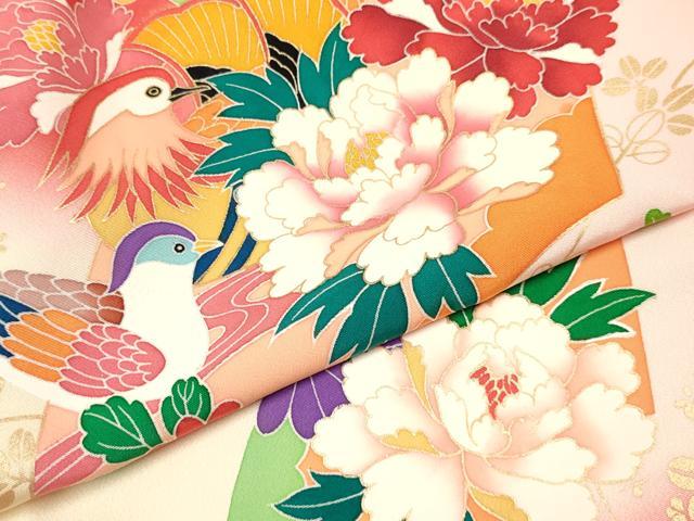 平和屋着物[]お宮参り　女の子　祝着　産着　初着　のしめ　地紙重ね鴛鴦花文　暈し染め　金彩　逸品　DAAY3227ma