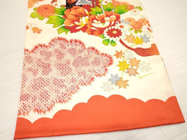 平和屋着物[]お宮参り　女の子　祝着　産着　初着　のしめ　駒刺繍　貝桶花文　金彩　逸品　DAAY3228ma