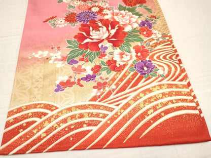 平和屋着物[]お宮参り　女の子　祝着　産着　初着　のしめ　御所車花文　暈し染め　金彩　逸品　DAAY3229ma