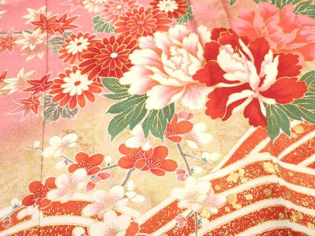 平和屋着物[]お宮参り　女の子　祝着　産着　初着　のしめ　御所車花文　暈し染め　金彩　逸品　DAAY3229ma