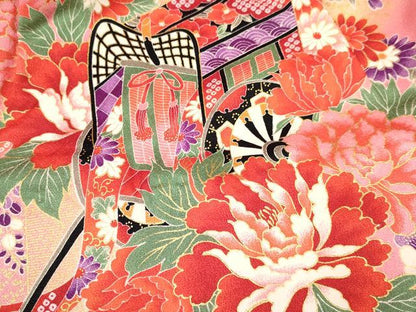 平和屋着物[]お宮参り　女の子　祝着　産着　初着　のしめ　御所車花文　暈し染め　金彩　逸品　DAAY3229ma