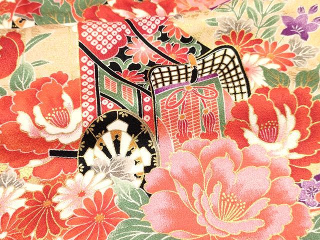 平和屋着物[]お宮参り　女の子　祝着　産着　初着　のしめ　御所車花文　暈し染め　金彩　逸品　DAAY3229ma