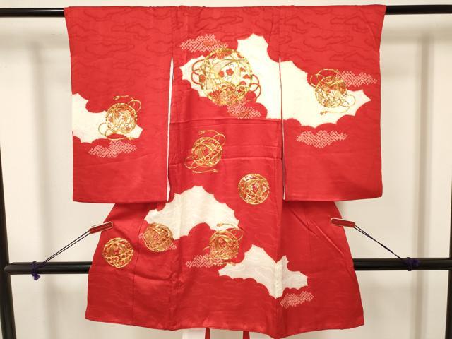 平和屋着物[]お宮参り 女の子 祝着 産着 初着 のしめ 駒刺繍 絞り 鞠花文 逸品 DAAY3230ma