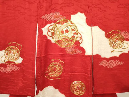 平和屋着物[]お宮参り　女の子　祝着　産着　初着　のしめ　駒刺繍　絞り　鞠花文　逸品　DAAY3230ma