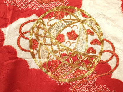 平和屋着物[]お宮参り　女の子　祝着　産着　初着　のしめ　駒刺繍　絞り　鞠花文　逸品　DAAY3230ma