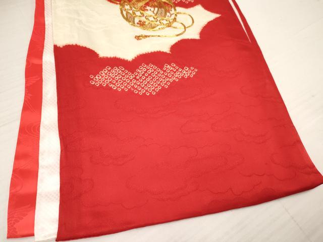 平和屋着物[]お宮参り　女の子　祝着　産着　初着　のしめ　駒刺繍　絞り　鞠花文　逸品　DAAY3230ma