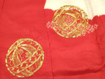 平和屋着物[]お宮参り　女の子　祝着　産着　初着　のしめ　駒刺繍　絞り　鞠花文　逸品　DAAY3230ma