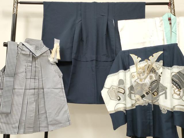 平和屋着物[]七五三　男の子　祝着・羽織・長襦袢(単衣)・行灯袴・小物セット　龍　兜　金彩　洗える着物　DAAY3241ma