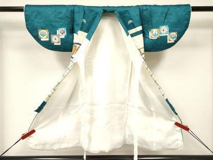 平和屋着物[]七五三　男の子　祝着・被布セット　鷹　鷲　松文　逸品　DAAY3243ma