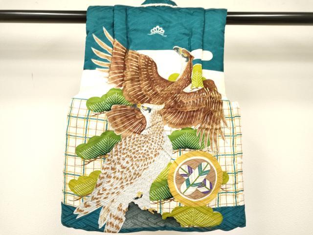 平和屋着物[]七五三　男の子　祝着・被布セット　鷹　鷲　松文　逸品　DAAY3243ma