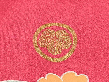 平和屋着物[]七五三　女の子　３歳　祝着　三つ身　飛鶴扇面花文　暈し染め　金彩　逸品　DAAY3244ma