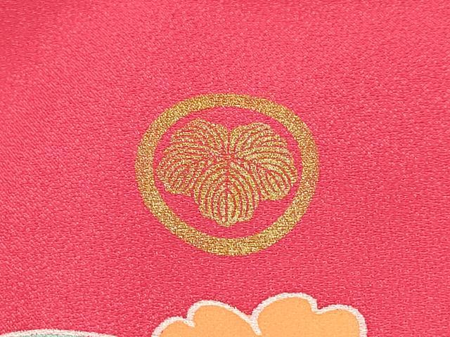 平和屋着物[]七五三　女の子　３歳　祝着　三つ身　飛鶴扇面花文　暈し染め　金彩　逸品　DAAY3244ma