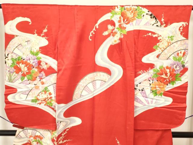 平和屋着物[]七五三　女の子　７歳　祝着　四つ身　駒刺繍　乱菊　立波片輪車牡丹花文　金彩　逸品　DAAY3255ma