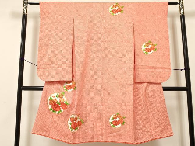 平和屋着物[]七五三　女の子　７歳　祝着　四つ身　駒刺繍　絞り　雪輪花文　逸品　DAAY3256ma