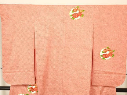 平和屋着物[]七五三　女の子　７歳　祝着　四つ身　駒刺繍　絞り　雪輪花文　逸品　DAAY3256ma