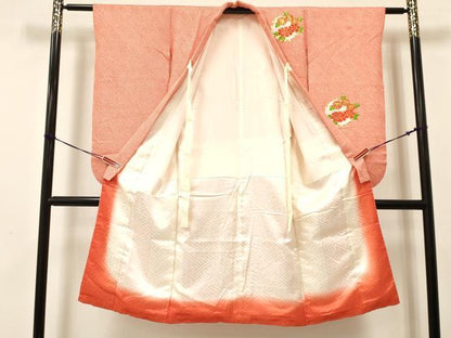 平和屋着物[]七五三　女の子　７歳　祝着　四つ身　駒刺繍　絞り　雪輪花文　逸品　DAAY3256ma