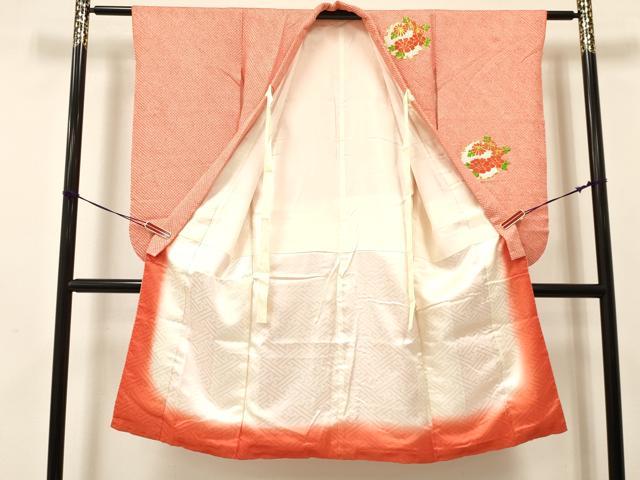 平和屋着物[]七五三　女の子　７歳　祝着　四つ身　駒刺繍　絞り　雪輪花文　逸品　DAAY3256ma