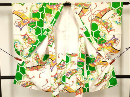 平和屋着物[]七五三　女の子　３歳　祝着　三つ身　楽器花文　暈し染め　金彩　逸品　DAAY3257ma