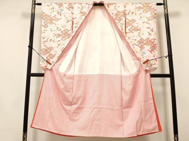 平和屋着物[]七五三　女の子　７歳　祝着　四つ身　七宝飛鶴花文　暈し染め　金彩　逸品　DAAY3258ma