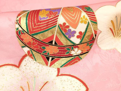 平和屋着物[]七五三　女の子　７歳　祝着　四つ身　鞠　花車文　金彩　逸品　DAAY3263ma