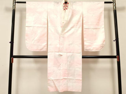 平和屋着物[]七五三　女の子　７歳　祝着　四つ身　長襦袢(無双仕立て)・袋帯セット　扇面鞠花文　暈し染め　金彩　逸品　DAAY3270ma