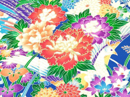 平和屋着物[]七五三　女の子　７歳　祝着　四つ身　襦袢(無双仕立て)・袋帯セット　駒刺繍　花鳥文　暈し染め　金彩　逸品　DAAY3271ma