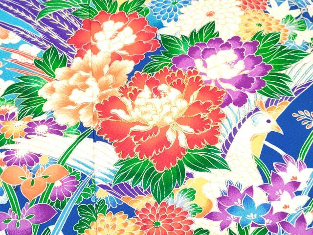 平和屋着物[]七五三　女の子　７歳　祝着　四つ身　襦袢(無双仕立て)・袋帯セット　駒刺繍　花鳥文　暈し染め　金彩　逸品　DAAY3271ma