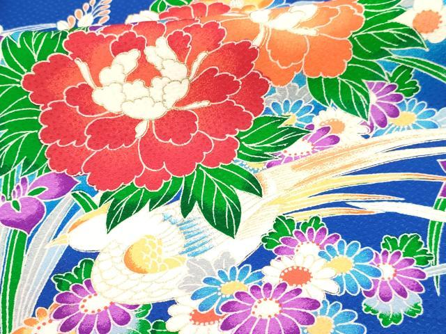 平和屋着物[]七五三　女の子　７歳　祝着　四つ身　襦袢(無双仕立て)・袋帯セット　駒刺繍　花鳥文　暈し染め　金彩　逸品　DAAY3271ma