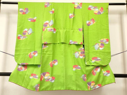 平和屋着物[]七五三　女の子　７歳　祝着　四つ身　長襦袢(無双仕立て・半衿刺繍)セット　鴛鴦　逸品　DAAY3273ma