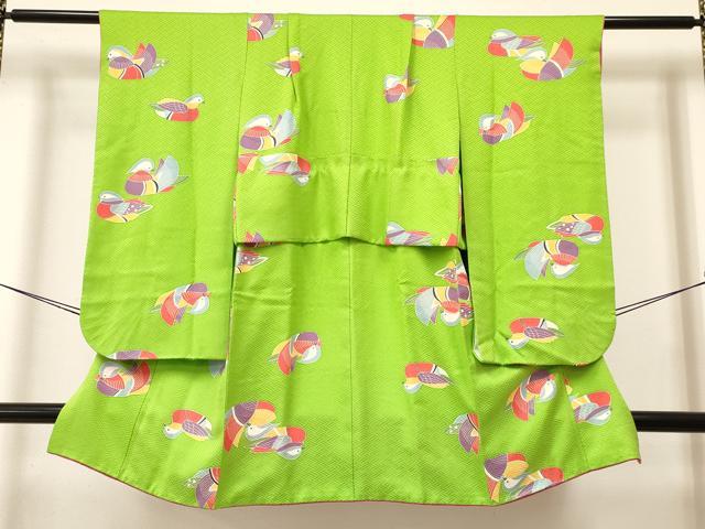 平和屋着物[]七五三　女の子　７歳　祝着　四つ身　長襦袢(無双仕立て・半衿刺繍)セット　鴛鴦　逸品　DAAY3273ma